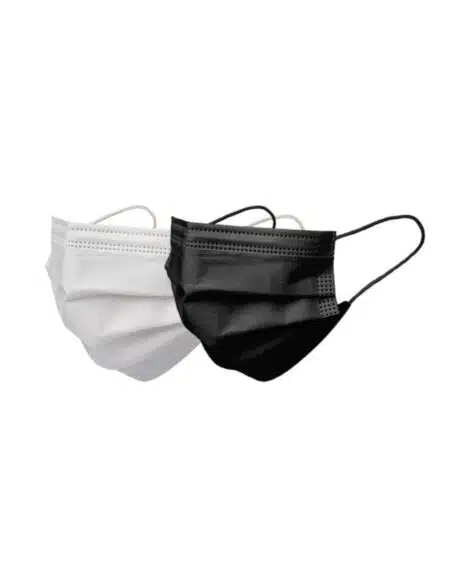 mascarilla quirúrgica blanca y negra