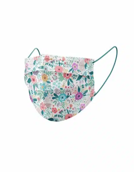 mascarillas quirúrgicas estampadas y colores. Flores