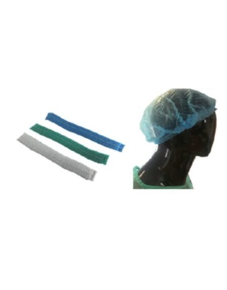 Gorro desechable plegado en acordeón en colores verde, azul y blanco