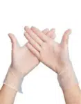 manos con guantes de vinilo sin polvo