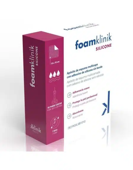 Apósito de espuma de poliuretano con silicona sin borde. Foamklinik silicone