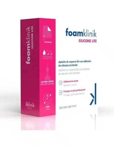 Apósito de espuma de poliuretano con silicona lite sin borde. Foamklinik silicone lite