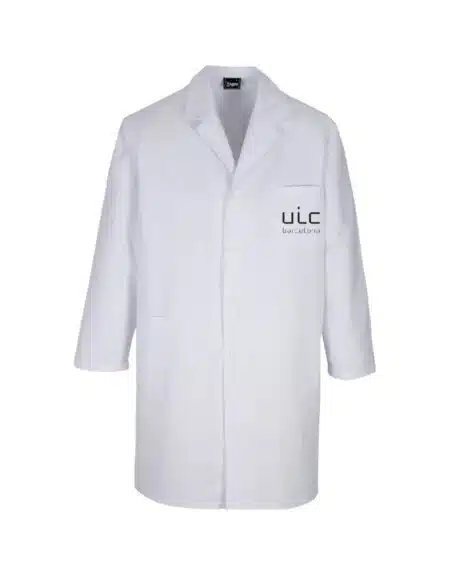 bata médico unisex blanca con el logo de la UIC