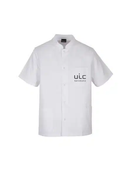 unc chaqueta cuello mao y bolsillo de color blanco y con logo UIC