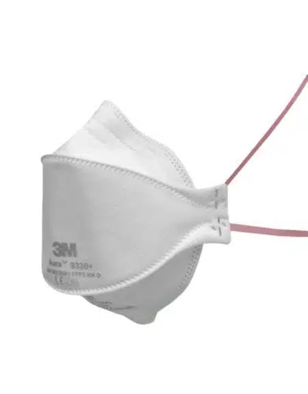 Mascarilla FFP3 sin válvula 9330+ de la marca 3M y color blanco