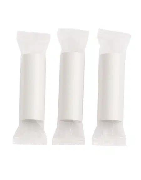 Tres unidades de boquilla desechable para espirometría de cartón blancas
