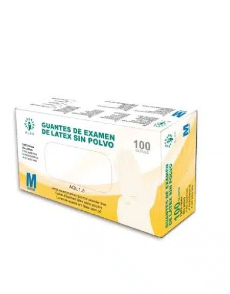 Caja de guantes de látex sin polvo marca alba
